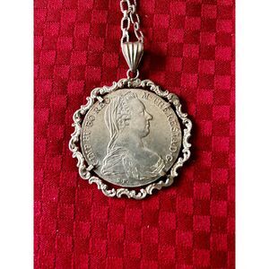 Vintage Maria Theresa Thaler Coin 1780‎ Pendant 12-inch chain